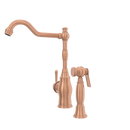 One-Handle Copper Widespread Kitchen Faucet with Side Sprayer