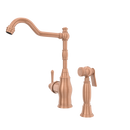 One-Handle Copper Widespread Kitchen Faucet with Side Sprayer