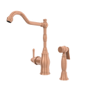 One-Handle Copper Widespread Kitchen Faucet with Side Sprayer