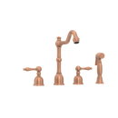 Two-Handles Copper Widespread Kitchen Faucet with Side Sprayer - AK96818C