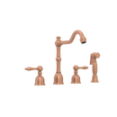 Two-Handles Copper Widespread Kitchen Faucet with Side Sprayer - AK96818C