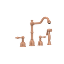 Two-Handles Copper Widespread Kitchen Faucet with Side Sprayer - AK96818C
