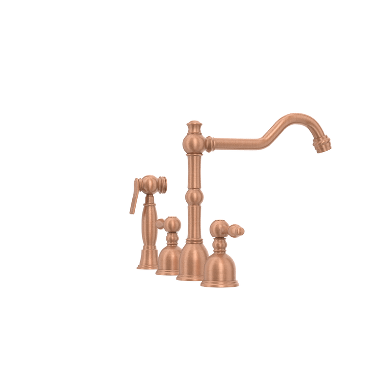 Two-Handles Copper Widespread Kitchen Faucet with Side Sprayer - AK96818C