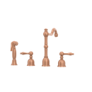 Two-Handles Copper Widespread Kitchen Faucet with Side Sprayer - AK96818C