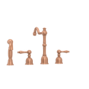 Two-Handles Copper Widespread Kitchen Faucet with Side Sprayer - AK96818C