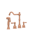 Two-Handles Copper Widespread Kitchen Faucet with Side Sprayer - AK96818C