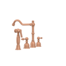 Two-Handles Copper Widespread Kitchen Faucet with Side Sprayer - AK96818C