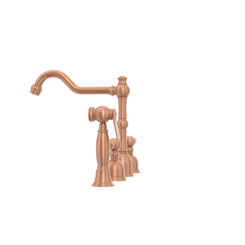 Two-Handles Copper Widespread Kitchen Faucet with Side Sprayer - AK96818C