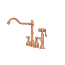 Two-Handles Copper Widespread Kitchen Faucet with Side Sprayer - AK96818C