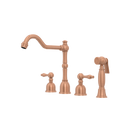 Two-Handles Copper Widespread Kitchen Faucet with Side Sprayer - AK96818C