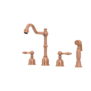 Two-Handles Copper Widespread Kitchen Faucet with Side Sprayer - AK96818C