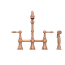 Two-Handles Copper Bridge Kitchen Faucet with Side Sprayer