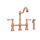 Two-Handles Copper Bridge Kitchen Faucet with Side Sprayer - AK96718C