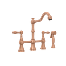 Two-Handles Copper Bridge Kitchen Faucet with Side Sprayer