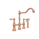 Two-Handles Copper Bridge Kitchen Faucet with Side Sprayer - AK96718C