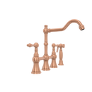 Two-Handles Copper Bridge Kitchen Faucet with Side Sprayer