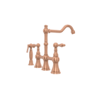 Two-Handles Copper Bridge Kitchen Faucet with Side Sprayer