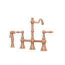 Two-Handles Copper Bridge Kitchen Faucet with Side Sprayer