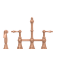 Two-Handles Copper Bridge Kitchen Faucet with Side Sprayer