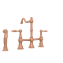 Two-Handles Copper Bridge Kitchen Faucet with Side Sprayer - AK96718C