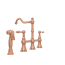 Two-Handles Copper Bridge Kitchen Faucet with Side Sprayer - AK96718C