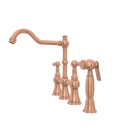 Two-Handles Copper Bridge Kitchen Faucet with Side Sprayer