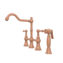 Two-Handles Copper Bridge Kitchen Faucet with Side Sprayer