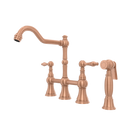 Two-Handles Copper Bridge Kitchen Faucet with Side Sprayer