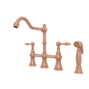 Two-Handles Copper Bridge Kitchen Faucet with Side Sprayer