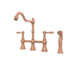 Two-Handles Copper Bridge Kitchen Faucet with Side Sprayer
