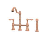 Two-Handles Copper Bridge Kitchen Faucet with Side Sprayer