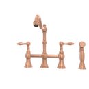 Two-Handles Copper Bridge Kitchen Faucet with Side Sprayer
