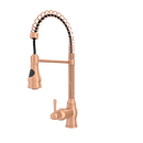 Copper Kitchen Faucet with Soap Dispenser, Single Handle Solid Brass High Arc Pull Down Sprayer Head Kitchen Sink Faucets with Deck Plate