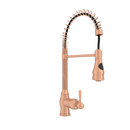 Copper Kitchen Faucet with Soap Dispenser, Single Handle Solid Brass High Arc Pull Down Sprayer Head Kitchen Sink Faucets with Deck Plate