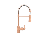 Copper Kitchen Faucet with Soap Dispenser, Single Handle Solid Brass High Arc Pull Down Sprayer Head Kitchen Sink Faucets with Deck Plate