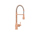 Copper Kitchen Faucet with Soap Dispenser, Single Handle Solid Brass High Arc Pull Down Sprayer Head Kitchen Sink Faucets with Deck Plate