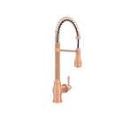 Copper Kitchen Faucet with Soap Dispenser, Single Handle Solid Brass High Arc Pull Down Sprayer Head Kitchen Sink Faucets with Deck Plate