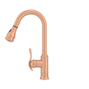 Copper Kitchen Faucet with Soap Dispenser, Single Handle Solid Brass High Arc Pull Down Sprayer Head Kitchen Sink Faucets with Deck Plate