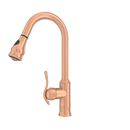 Copper Kitchen Faucet with Soap Dispenser, Single Handle Solid Brass High Arc Pull Down Sprayer Head Kitchen Sink Faucets with Deck Plate