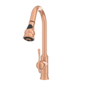 Copper Kitchen Faucet with Soap Dispenser, Single Handle Solid Brass High Arc Pull Down Sprayer Head Kitchen Sink Faucets with Deck Plate