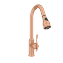 Copper Kitchen Faucet with Soap Dispenser, Single Handle Solid Brass High Arc Pull Down Sprayer Head Kitchen Sink Faucets with Deck Plate