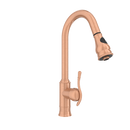 Copper Kitchen Faucet with Soap Dispenser, Single Handle Solid Brass High Arc Pull Down Sprayer Head Kitchen Sink Faucets with Deck Plate
