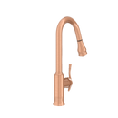 Copper Kitchen Faucet with Soap Dispenser, Single Handle Solid Brass High Arc Pull Down Sprayer Head Kitchen Sink Faucets with Deck Plate