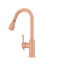 Copper Kitchen Faucet with Soap Dispenser, Single Handle Solid Brass High Arc Pull Down Sprayer Head Kitchen Sink Faucets with Deck Plate
