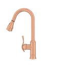 Copper Kitchen Faucet with Soap Dispenser, Single Handle Solid Brass High Arc Pull Down Sprayer Head Kitchen Sink Faucets with Deck Plate