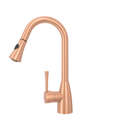 Copper Kitchen Faucet with Soap Dispenser, Single Handle Solid Brass High Arc Pull Down Sprayer Head Kitchen Sink Faucets with Deck Plate