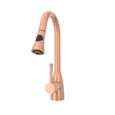 Copper Kitchen Faucet with Soap Dispenser, Single Handle Solid Brass High Arc Pull Down Sprayer Head Kitchen Sink Faucets with Deck Plate