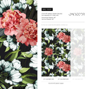 Floral Wallpaper with Vintage Peonies and Blooms in Red, White, and Green - B081