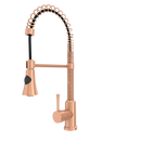 Copper Pre-Rinse Spring Kitchen Faucet, Single Level Solid Brass Kitchen Sink Faucets with Pull Down Sprayer