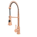 Copper Kitchen Faucet with Soap Dispenser, Single Handle Solid Brass High Arc Pull Down Sprayer Head Kitchen Sink Faucets with Deck Plate